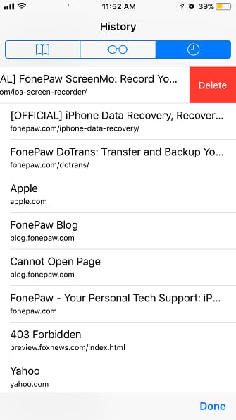 Delete Safari History Individually