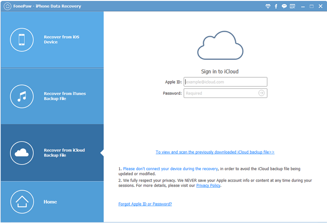 Sign into iCloud Account