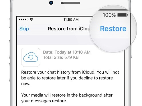 Ripristina il backup di WhatsApp da iCloud