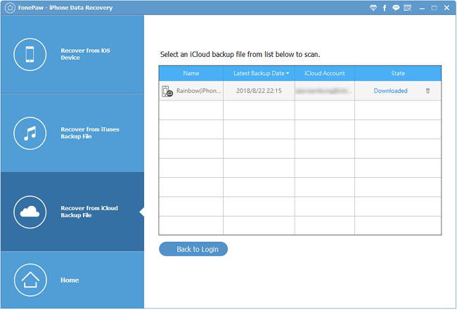 Select One of iCloud Backups