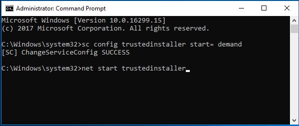 net start trustedinstaller