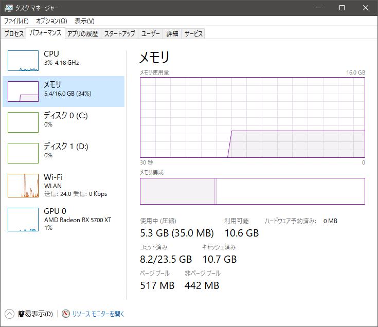 利用可能メモリ