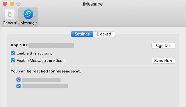 iMessage Settings on Mac