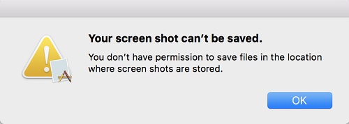 You Don't Have Permission to Save Files in the Location Where Screen Shots Are Saved