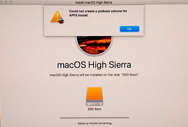 Could Not Create A Preboot Volume for APFS Install 