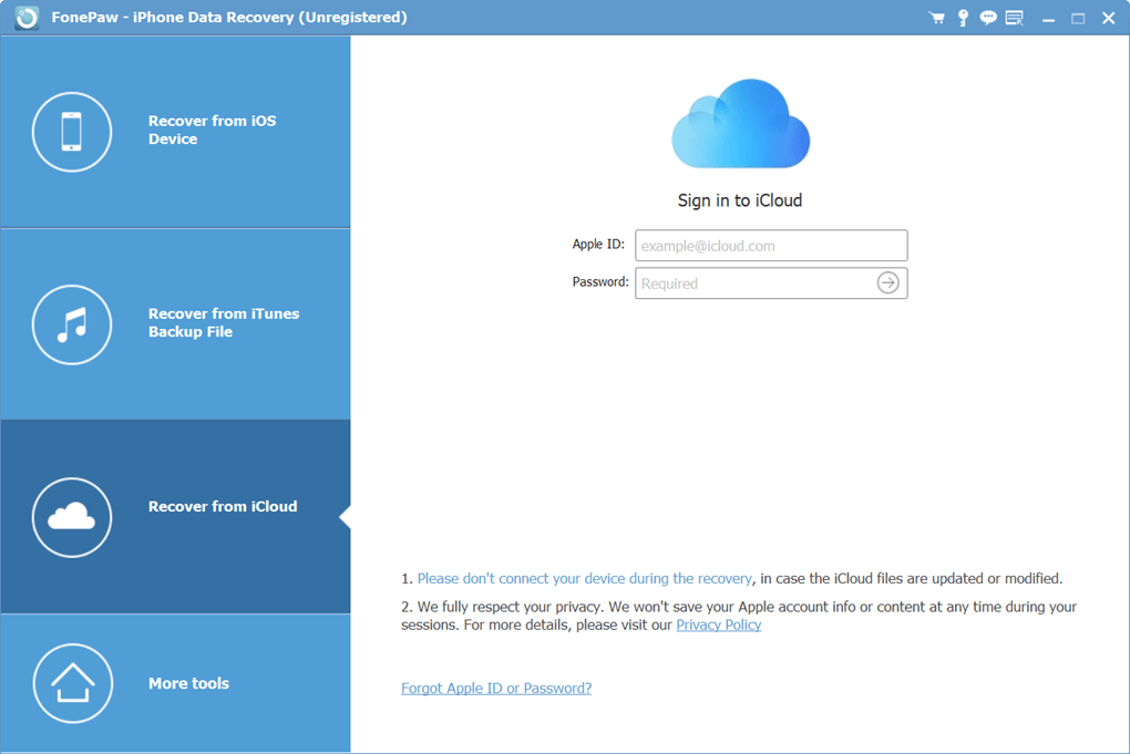 Faça login no iCloud