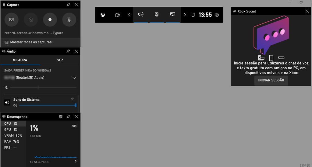 Como usar a barra de jogos do Xbox para gravar a tela no Windows