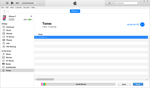 Add YouTube Ringtone via iTunes