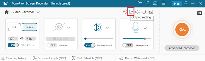 Click the Output Setting Icon