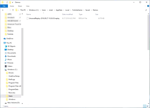 Fortnite Replay Folder