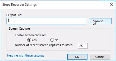 Steps Recorder Settings