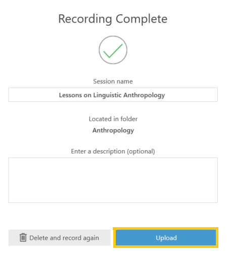 Upload Recording