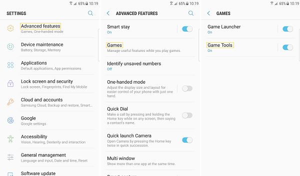 Samsung Enable Game Tools