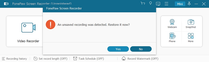 Restore Unsaved Recordings