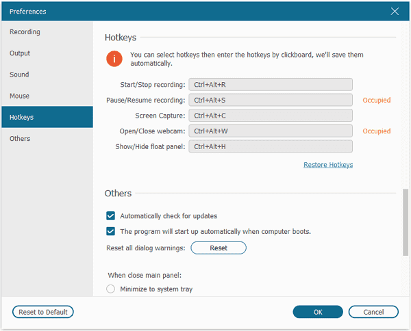 Hotkeys Preference