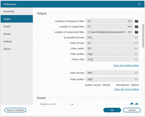 Recording Preferences