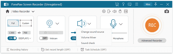 Scegli di registrare l'audio