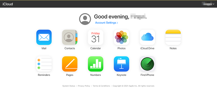 Go to iCloud Web Platform