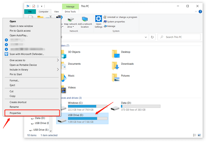 Right Click USB in File Explorer