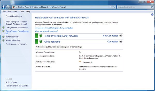 Turn Windows Firewall On or Off