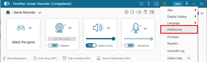 Preference Settings