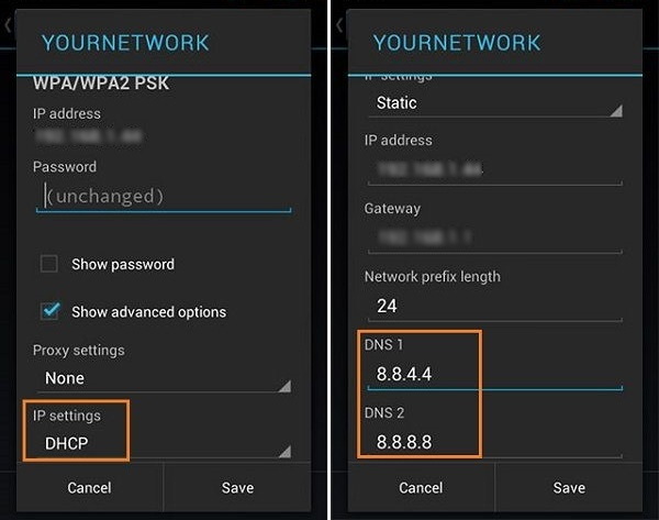 Change DNS on Android