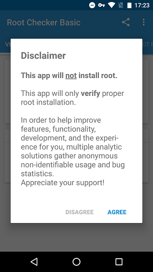 Root Checker Disclaimer