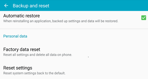 Android Reset Settings