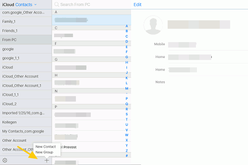 iCloud Add Contacts/Group
