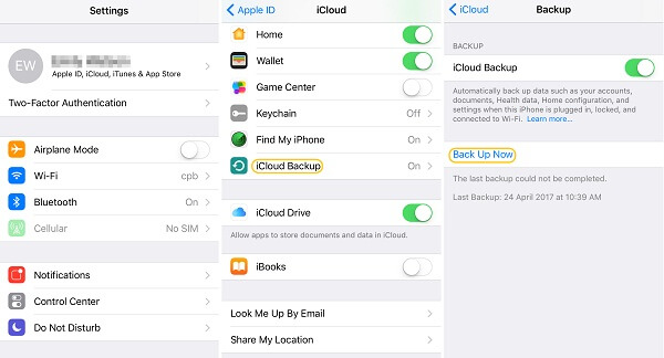 Esegui il backup su iCloud