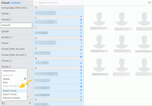 iCloud Export/Import Contacts