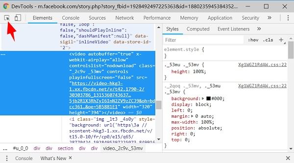 Inspect Private Facebook Videos in Developer Tools