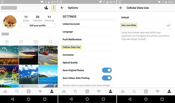 Instagram Use Less Data