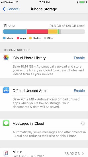 iPhone Storage