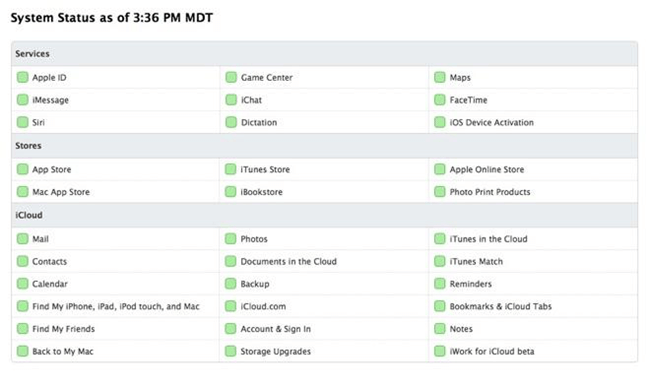 iPhone System Status