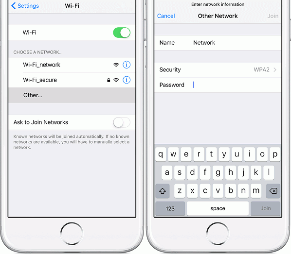 Join Wi-Fi Network Manually
