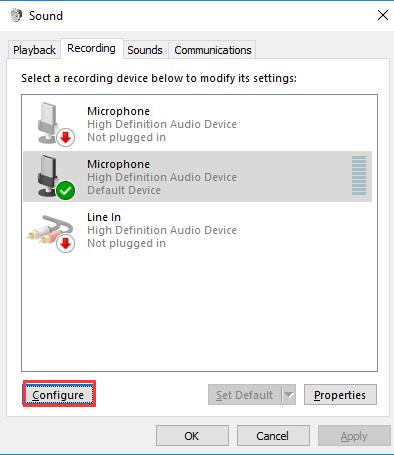 Configure Microphone