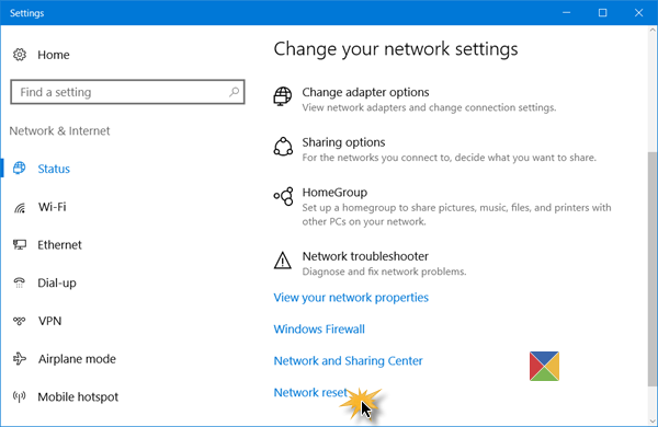 Network Reset Win10