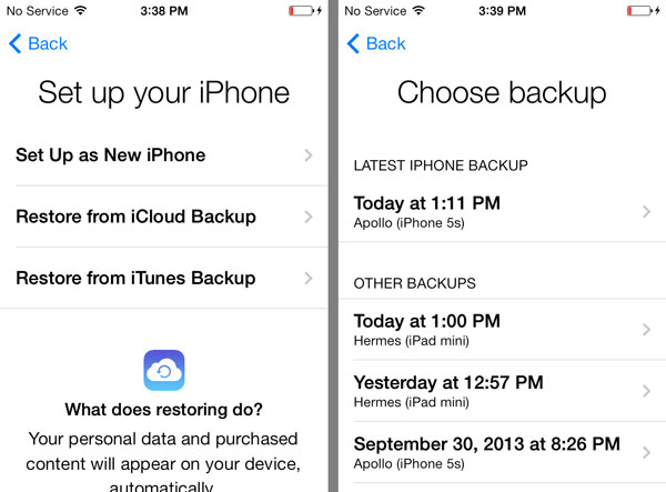 Restore from iCloud Backup