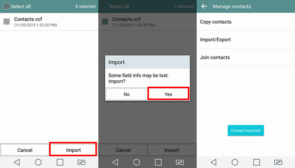 Select Contacts to Import