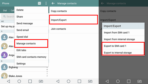 Select Contacts to Export