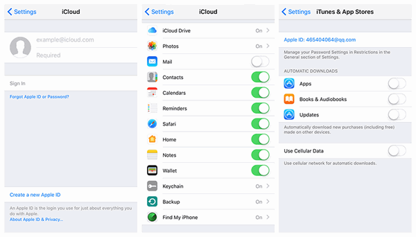 Set up iCloud on iOS