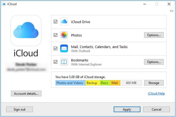 Set up iCloud on Windows