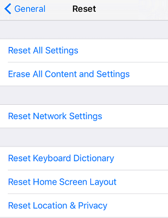 Erase All Content and Settings