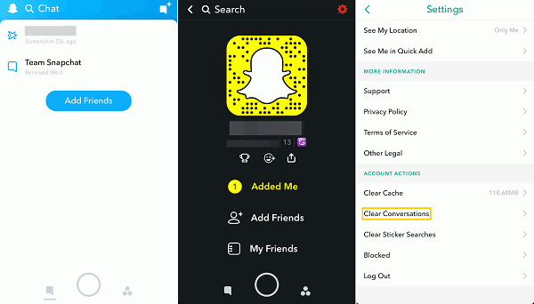 Snapchat Clear Conversation