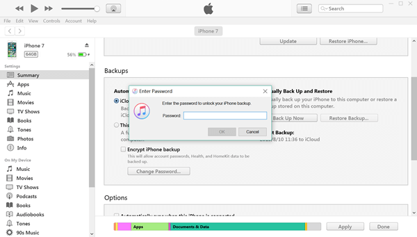 Turn Off iTunes Backup Encryption