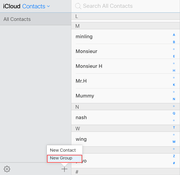 iCloud 建立聯絡人群組