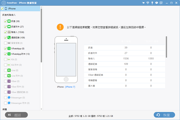 在 FonePaw 備份提取器勾選要還原的 iPhone 照片