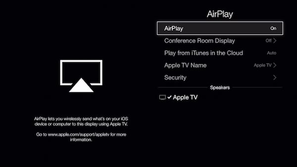 確定 AirPlay 設定為開的狀態