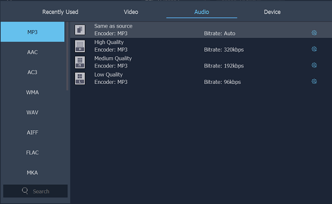 Select MP3 as the Output Format